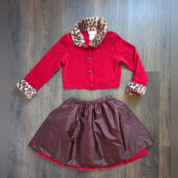 American Girl Other - American Girl Bitty Baby vintage "Chocolate Cherry" cardigan & skirt set